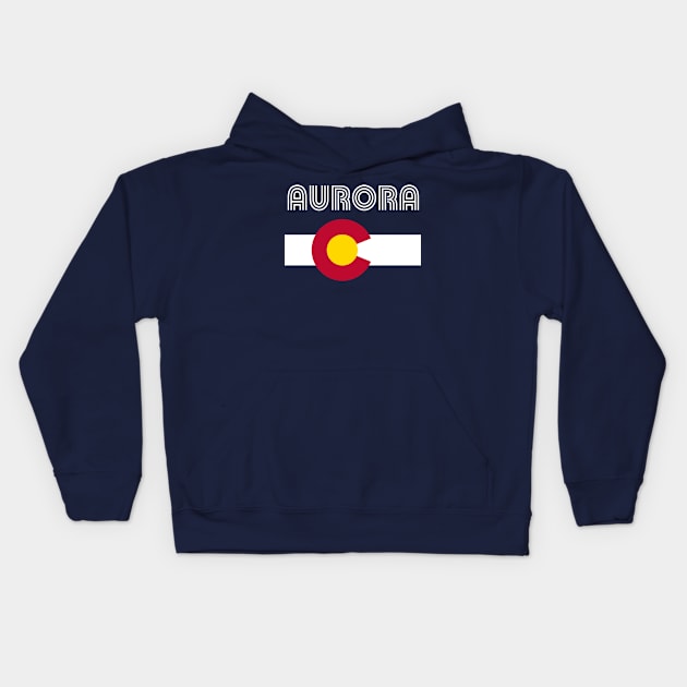 Aurora Flag Colorado Retro Home Love Family Kids Hoodie by E